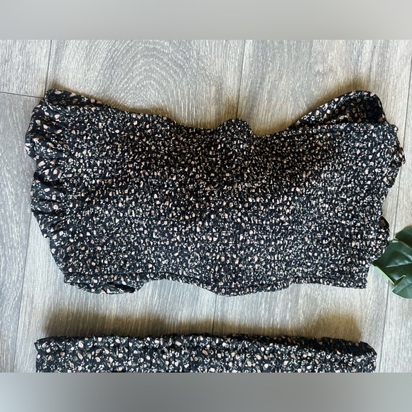 Blush j 2 piece smocked floral skirt set w matching multiway top. Size L - Picture 8 of 11